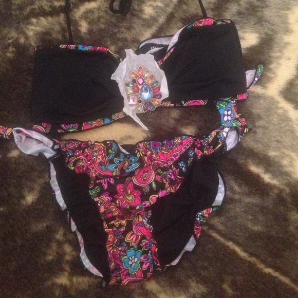 SOLDVictoria's Secret jewel paisley bandeau bikini