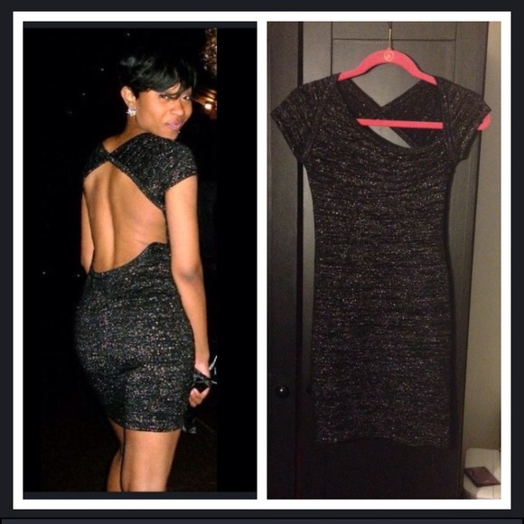 Backless black glitter dress!