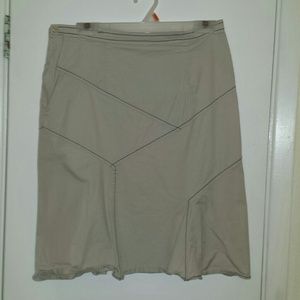 A line patchwork khaki skirt