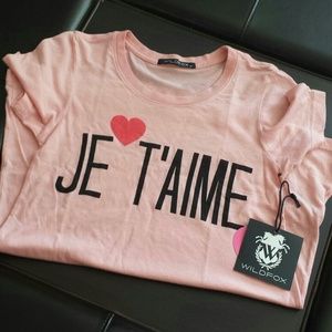 M Wildfox jetaime pink tshirt brand new with tags!