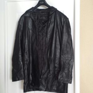 black leather jacket
