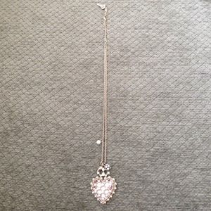 Betsey Johnson Pink Heart with Gold Necklace.