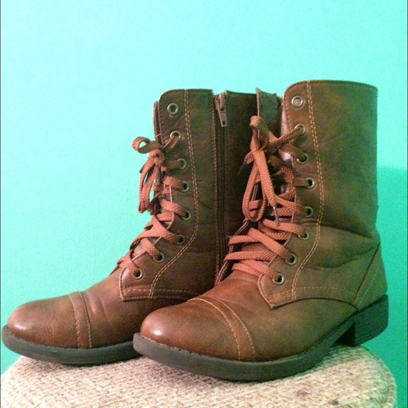 Brown Distressed Combat Boots