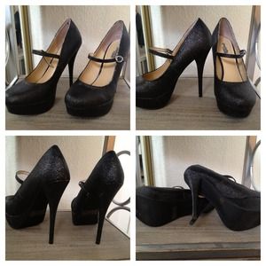 Black Sparkly Mary Jane Heels