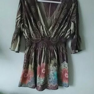 *SOLD* XL smocked boho top