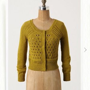 SOLD Anthropologie moss heart cardigan