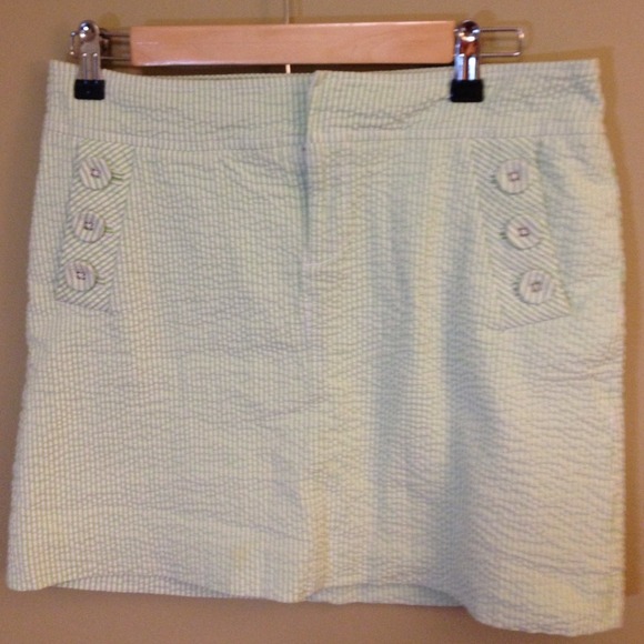 ADORABLE Lilly Seersucker Green & White Skirt.