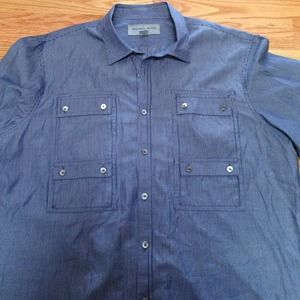 Michael Kors blue white striped men's shirt