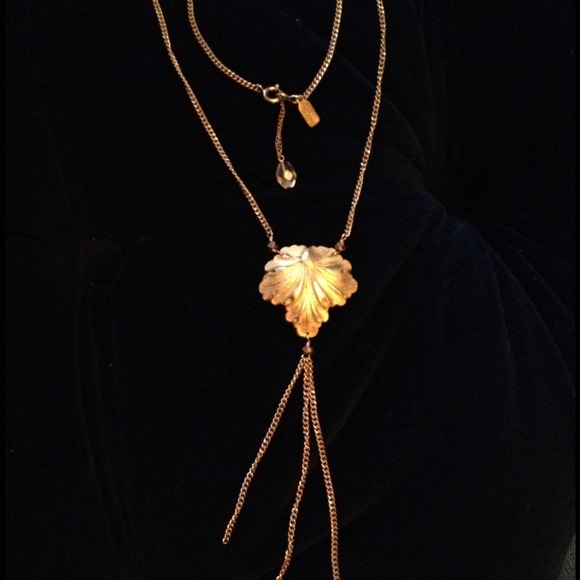 Citrine Accessories - Citrine Gold & Bronze Leaf Necklace