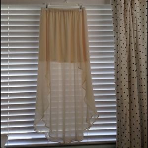 Cream Ruffled Maxi Skirt