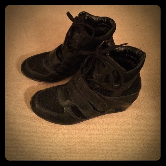 Black Wedge Sneakers