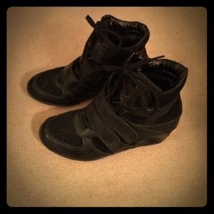 Black Wedge Sneakers