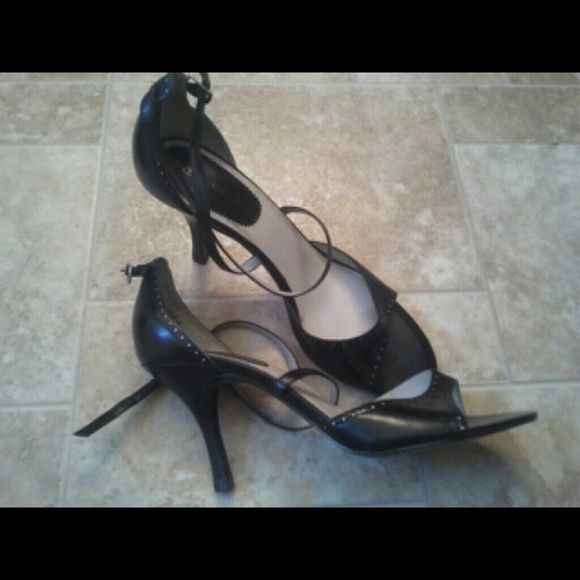Just Reduced!!  Black, open toe 4 inch heels