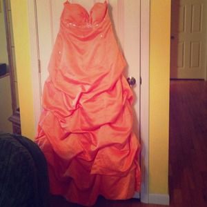Orange ball gown prom dress