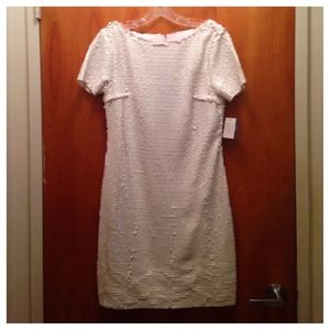 White sequin shift dress