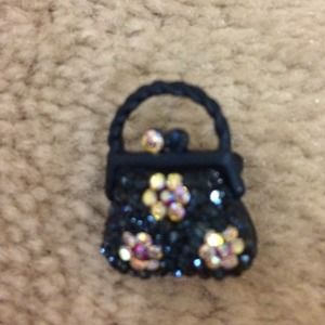 brooche Pin tiny black Crysrals