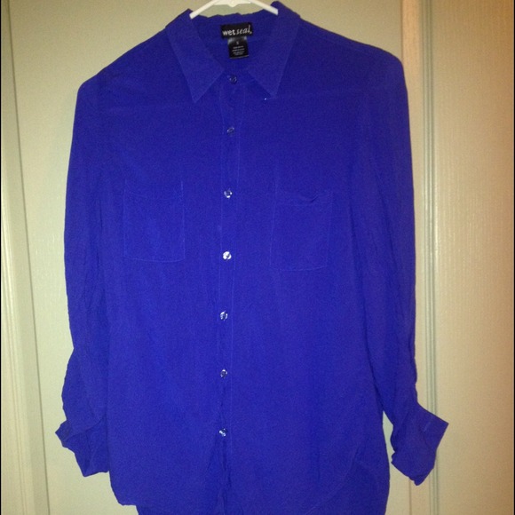 Wet seal royal blue button up.