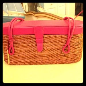 NWOT Elliott Lucca Whicker and Pink Leather Purse