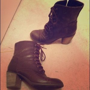 Brown military boots