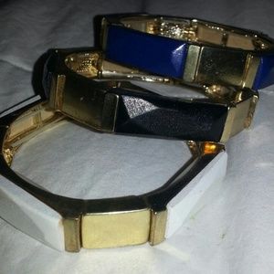 Blue black and white bracelet set