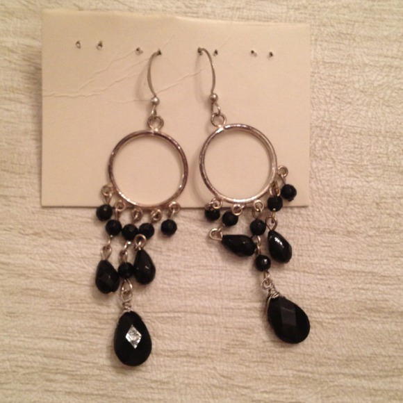 Black drop chandelier dangle earrings