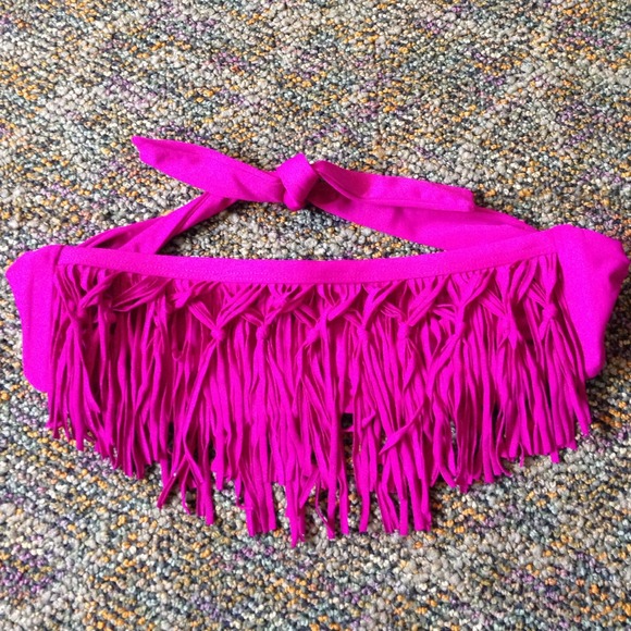 Fuchsia fringe bikini top: L-Space