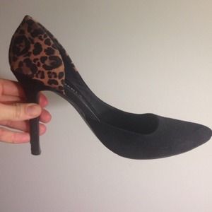 H&M black and cheetah print heels. Size 38 (8 US)