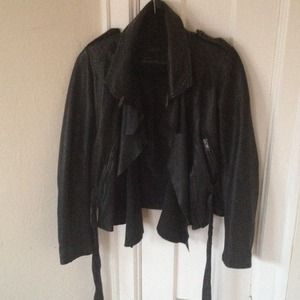 AllSaints 'Manu' Black Leather Jacket - 10