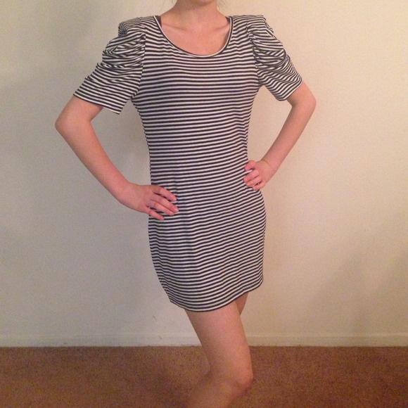Navy blue and white striped dress from NEXT!