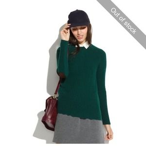 Madewell Elbow Stadium Sweater in Forest Green