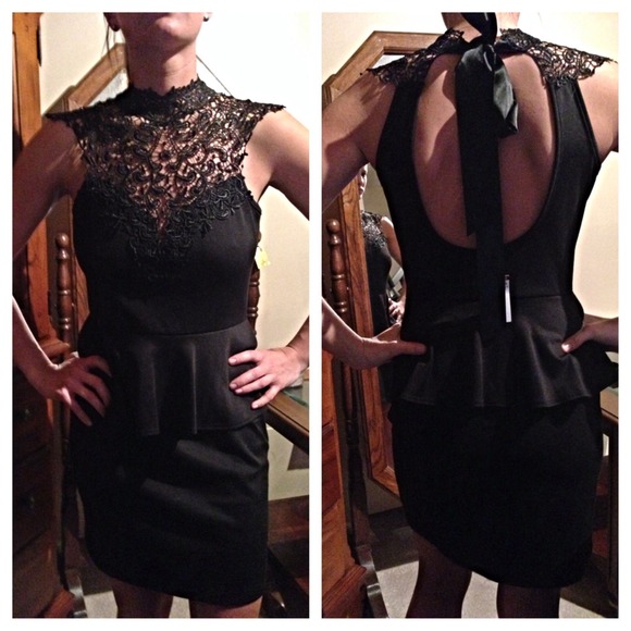 Black lace peplum dress