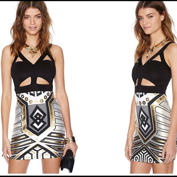 Geometric gold print high waist short skirt