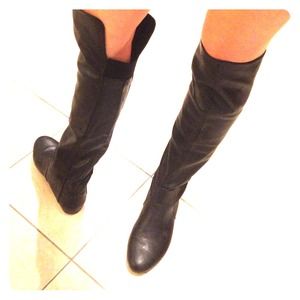 Above knee faux leather boots