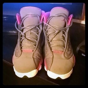 pink and gray Jordan's (mikes)