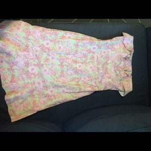 Strapless floral dress with ruffles