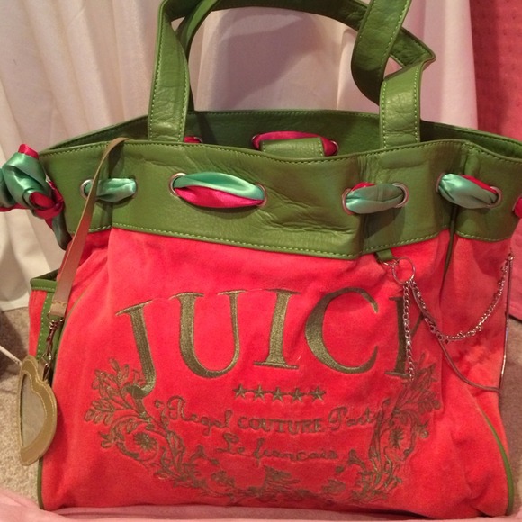 Juicy couture velour pink and green purse