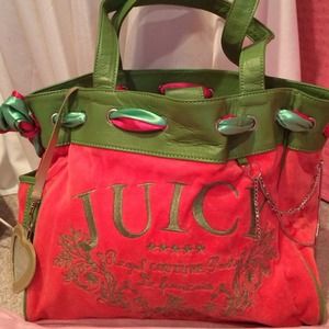 Juicy couture velour pink and green purse
