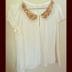 Gold glitter collar shirt