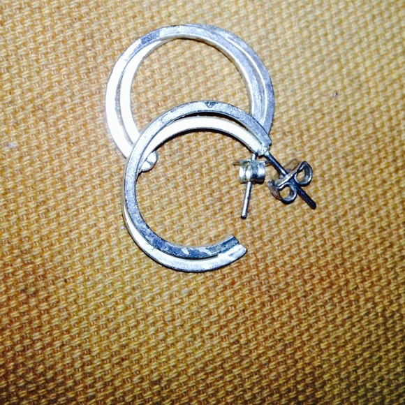 Silver Double-Hooped Hoop Earrings