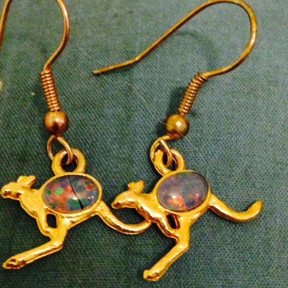 Kangaroo Opal Dangling Earrings