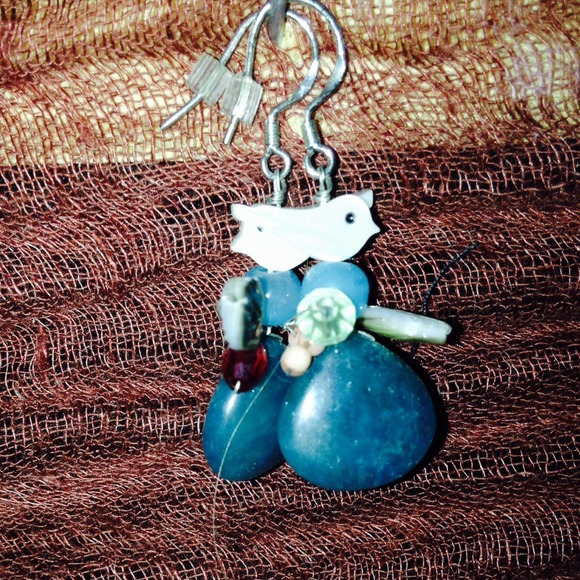 Beaded Bird Earrings - Aqua, Pink, White, Grren