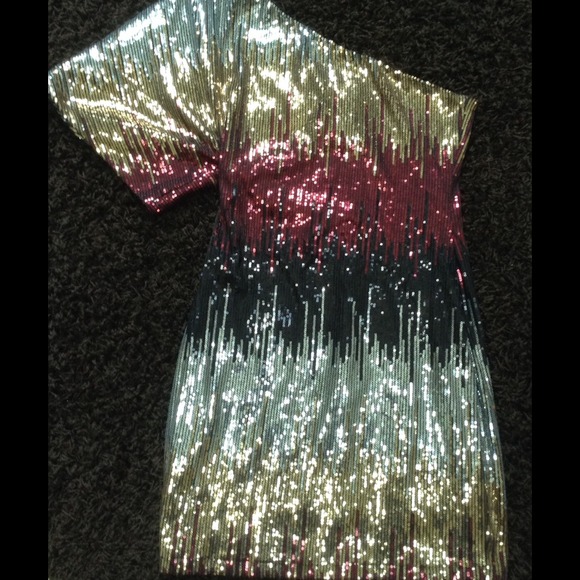 Bisou Bisou | Dresses | Bisou Bisou One Shoulder Sequin Dress | Poshmark