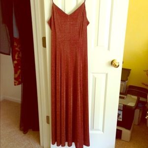 Bronze gown with gold metallic threads