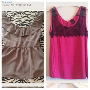 L Taupe top & L pink Top