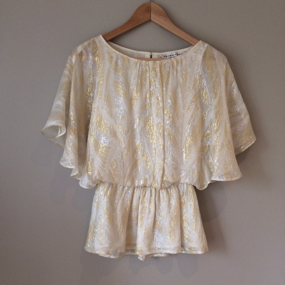 Trina Turk metallic caped blouse