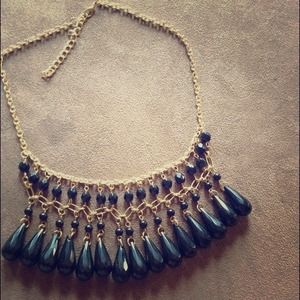 Black and Gold Beaded Statement Necklace