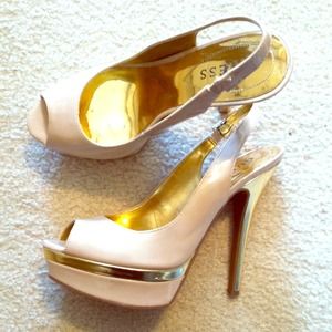 Guess nude patent heels