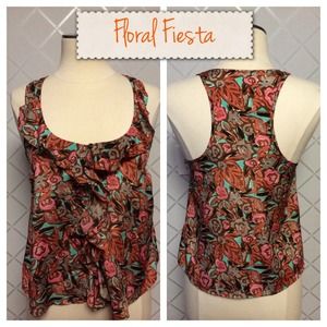 Floral ruffled tank
