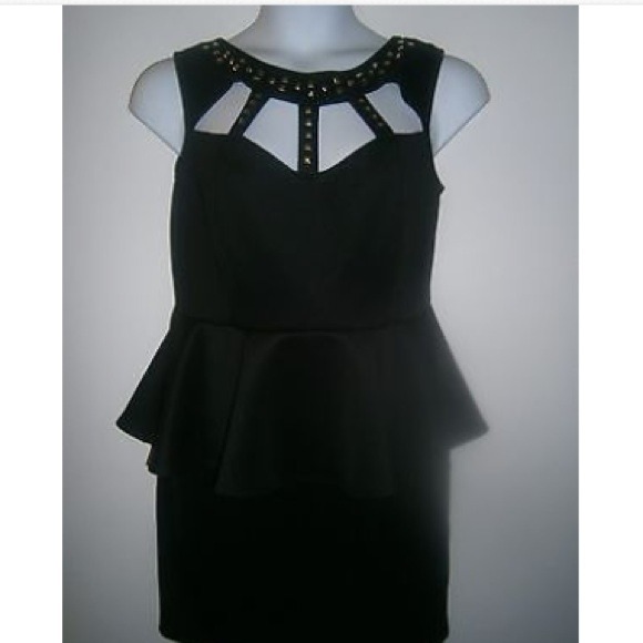 ✨REDUCED✨ Cutout Peplum dress with gold studs
