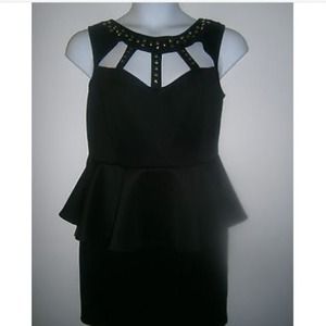 ✨REDUCED✨ Cutout Peplum dress with gold studs